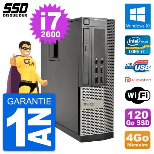 Computadora Dell OptiPlex 990 SFF - Procesador Intel Core i7, 4GB de RAM, SSD de 120GB, Windows 10, WiFi