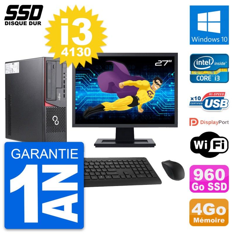 Fujitsu E720 E85+ DT 27-Inch Core i3 Laptop - 4GB RAM, 960GB SSD, Windows 10, WiFi