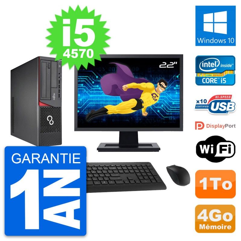 Fujitsu E720 DT 22-Inch PC - Intel i5, 4GB RAM, 1TB HDD, Windows 10, Wifi