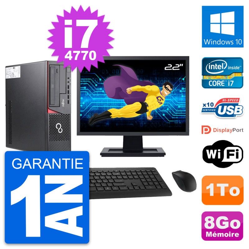 Fujitsu E720 DT 22-Inch Desktop PC - Intel i7, 8GB RAM, 1TB HDD, Windows 10, Wifi