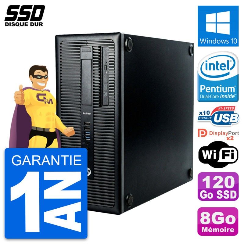 HP ProDesk 600 G1 Desktop PC - Intel Pentium G3220, 8GB RAM, 120GB SSD, Windows 10, WiFi