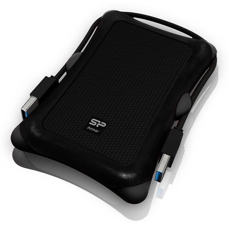 Silicon Power Armor A30 - 2TB External Portable Hard Drive - 2.5" - USB 3.2 Gen 1 - Black
