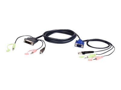 ATEN 2L-7DX2U - USB Keyboard/Video/Mouse/Audio Cable - VGA, USB Type B to Mini Phone Stereo 3.5mm