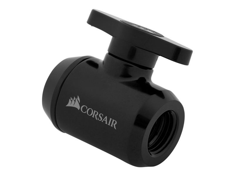 Válvula de bola Corsair Hydro X Series XF - Válvula de control para sistema de refrigeración líquida - Negra