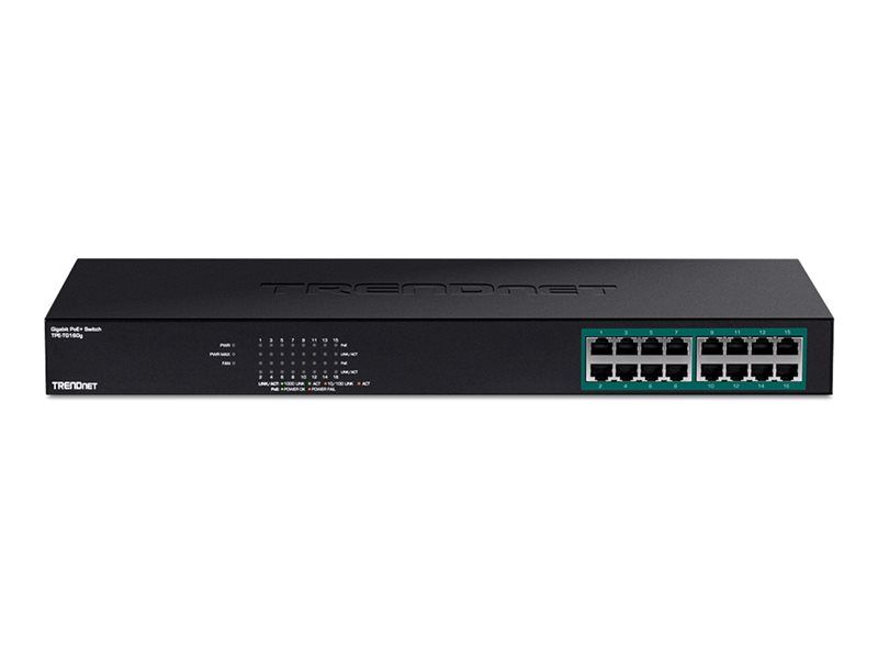Trendnet TPE TG160G - 16-Port Gigabit Switch with PoE+ (246W) - Rack-Mountable, TAA Compliant