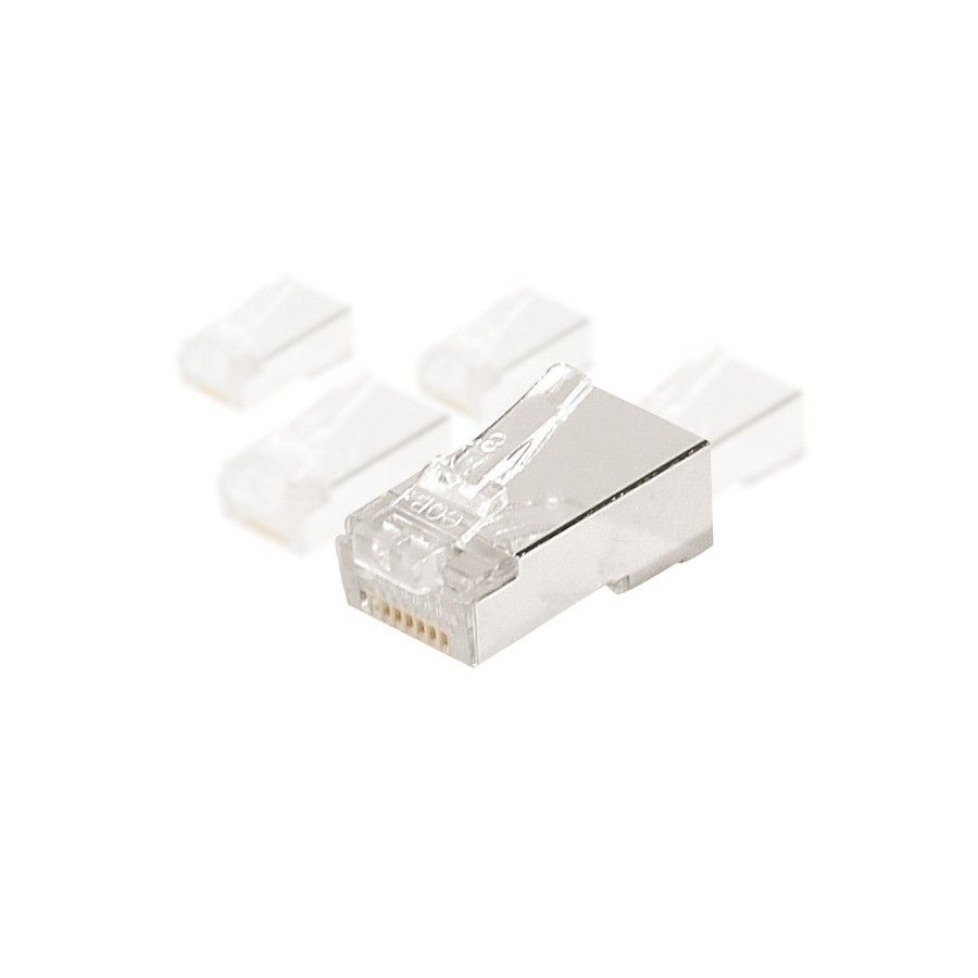 Dexlan 10-Pack RJ45 8P8C Cat5e STP Connectors with Integrated Peine for Monobrin