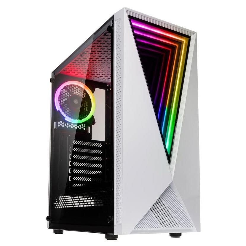 Kolink Void White Mid-Tower PC Case, Black and White