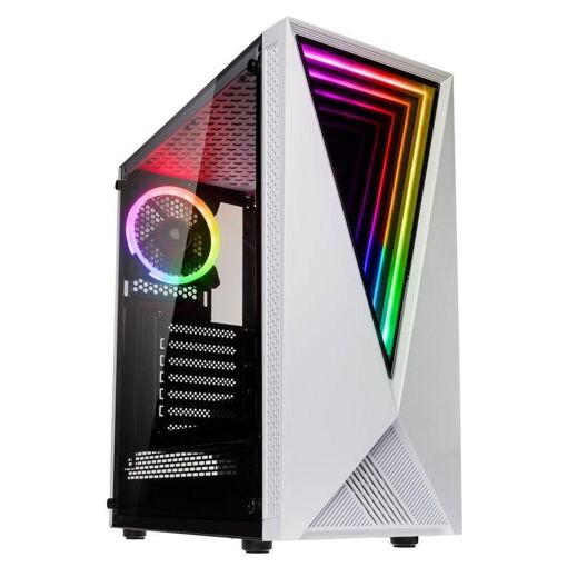 Kolink Void White Mid-Tower PC Case, Black and White