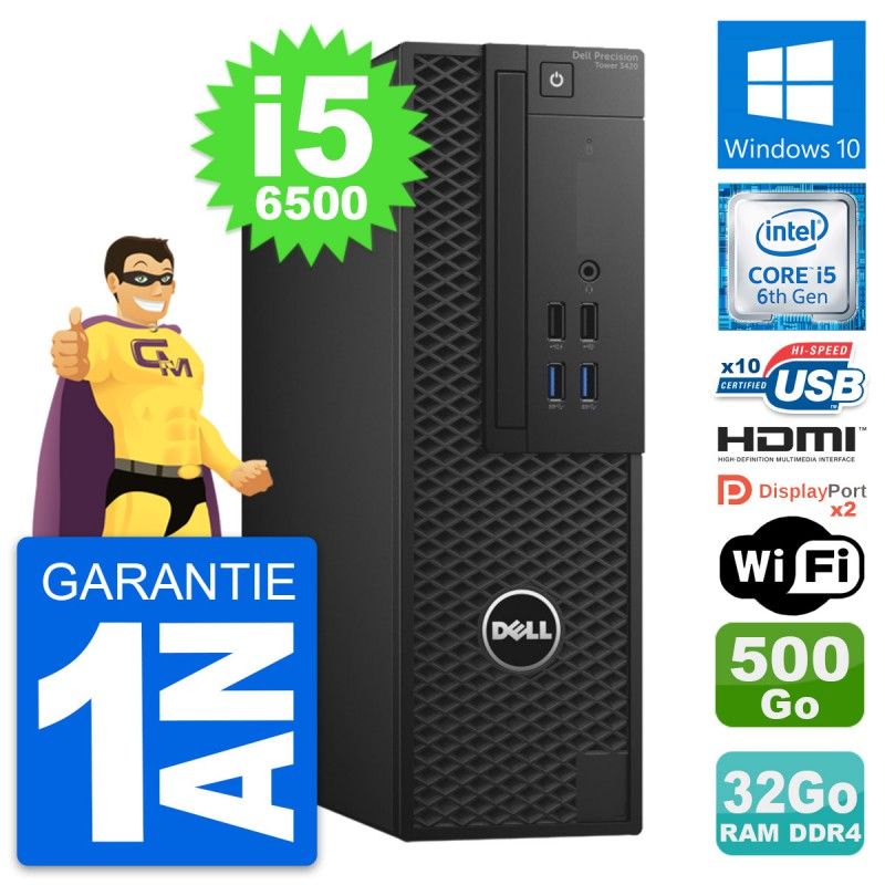 Dell Precision T3420 SFF PC - i5-6500, 32GB RAM, 500GB Disk, HDMI, WiFi, Windows 10