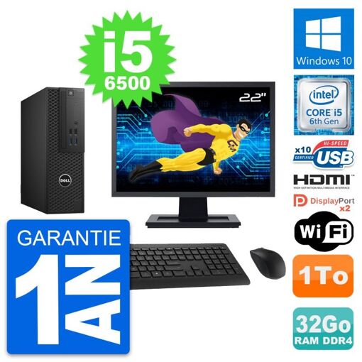 Computadora Dell T3420 SFF - Pantalla de 22', i5-6500, 32GB de RAM, 1TB HDD, HDMI, WiFi