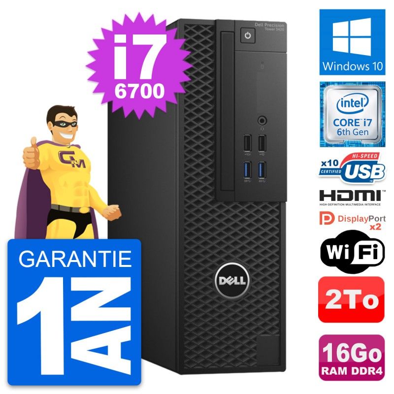 Dell Precision T3420 SFF Desktop - i7-6700, 16GB RAM, 2TB HDD, Windows 10