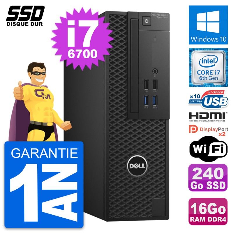 Dell Precision T3420 SFF - Core i7-6700, 16GB RAM, 240GB SSD, HDMI, WiFi