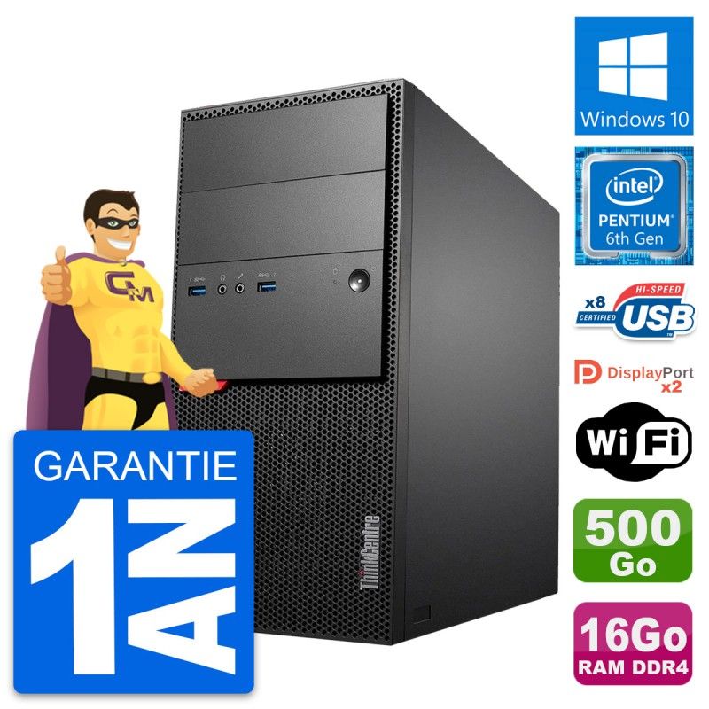 Lenovo ThinkCentre M800 Desktop PC - Intel Pentium G4400, 16GB RAM, 500GB HDD, Windows 10, WiFi
