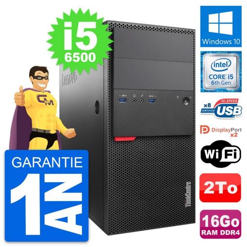 Computadora de escritorio Lenovo ThinkCentre M800 Intel Core i5-6500 16GB RAM 2TB HDD Windows 10 WiFi