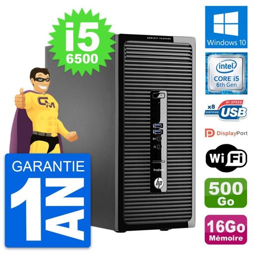 HP ProDesk 400 G3 MT Desktop Computer - Intel i5-6500, 16GB RAM, 500GB Storage, Windows 10, WiFi