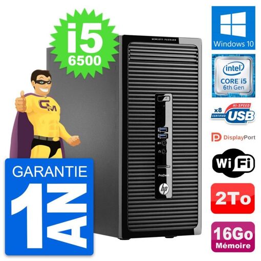 HP ProDesk 400 G3 MT Desktop PC - Intel i5-6500, 16GB RAM, 2TB Storage, Windows 10
