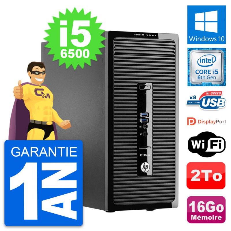 HP ProDesk 400 G3 MT Desktop PC - Intel i5-6500, 16GB RAM, 2TB Storage, Windows 10