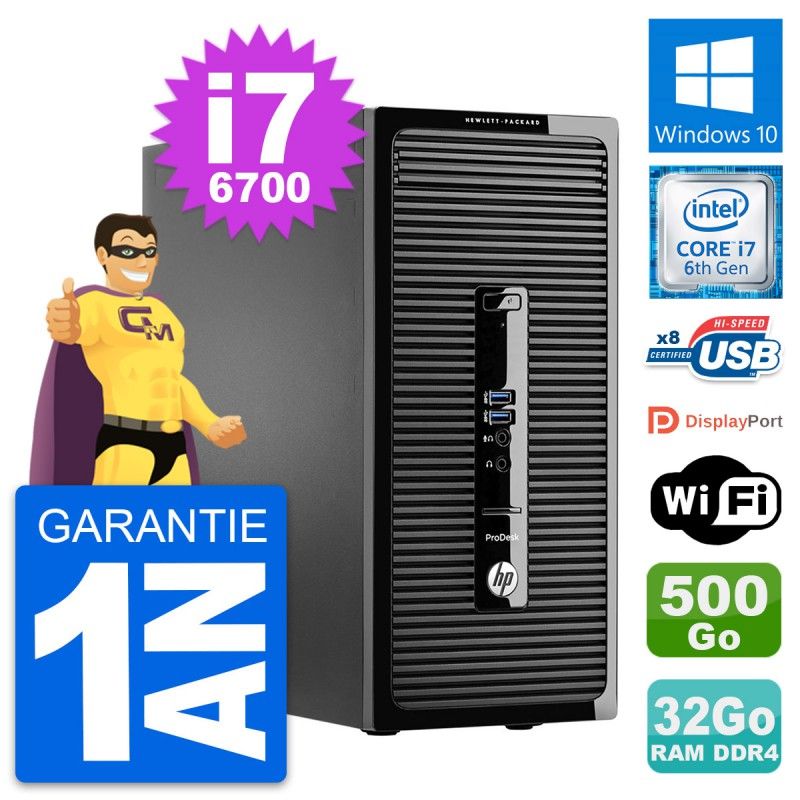 HP ProDesk 400 G3 MT - Intel i7-6700, 32GB RAM, 500GB SSD, WiFi