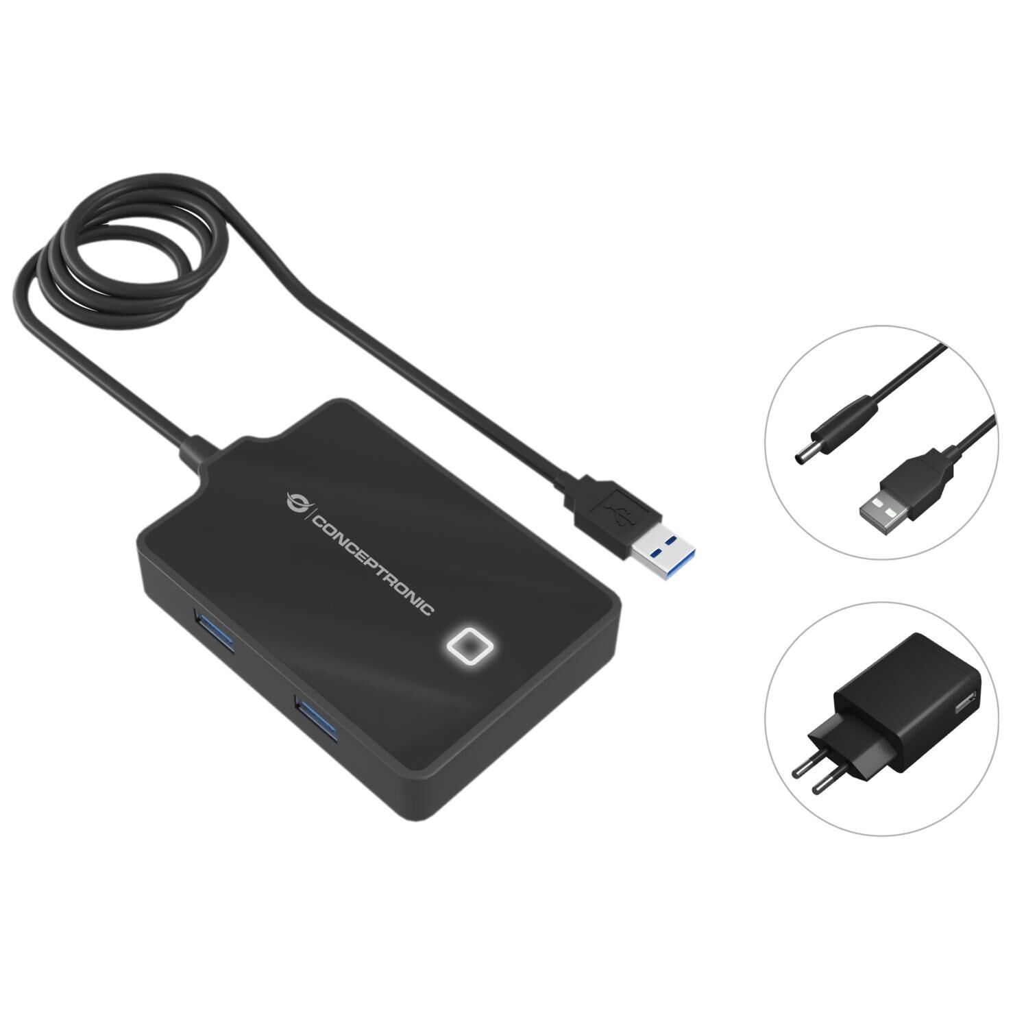 Conceptronic USB 3.2 Hub Station (Type-A, Black)