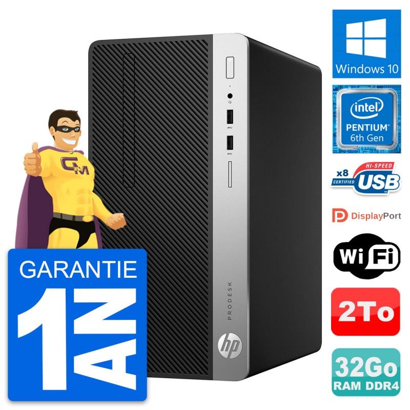 HP ProDesk 400 G4 MT Desktop PC - Intel Core i5-7400, 32GB RAM, 2TB HDD, Windows 10, WiFi