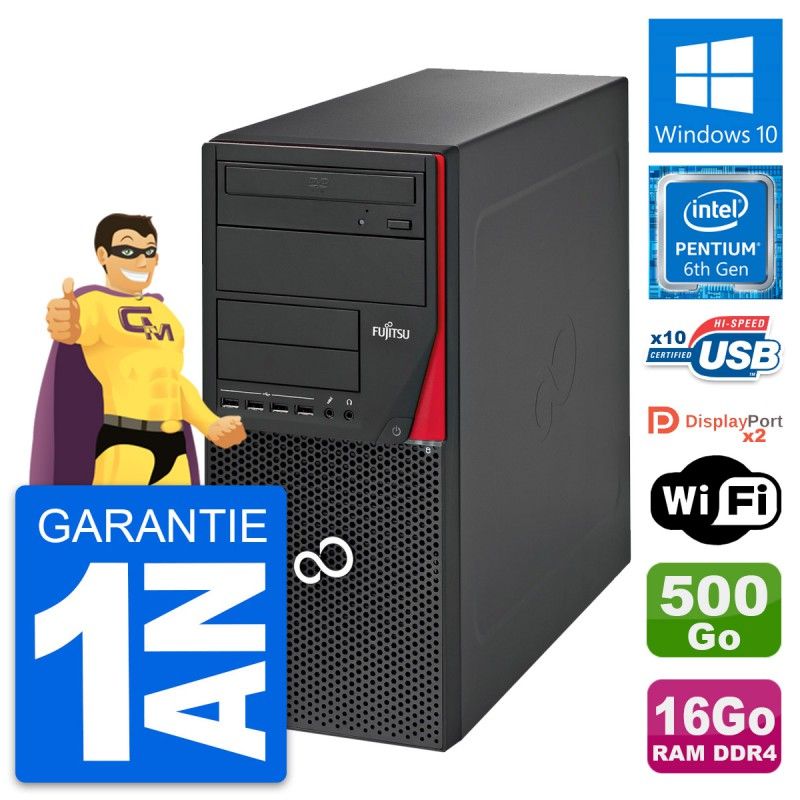 Fujitsu Esprimo P756 Desktop PC - Intel Pentium G4400, 16GB RAM, 500GB HDD, Windows 10, WiFi