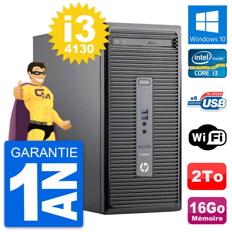 HP ProDesk 400 G2 MT Desktop PC - Intel i3-4130, 16GB RAM, 2TB HDD, Windows 10, WiFi