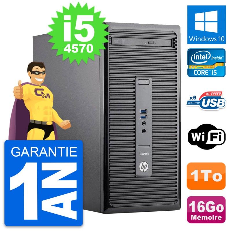 HP ProDesk 400 G2 MT - Intel i5-4570, 16GB RAM, 1TB HDD, Windows 10, WiFi