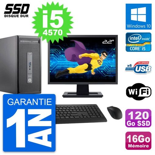 HP ProDesk 400 G2 MT - 22" Screen, Intel i5-4570, 16GB RAM, 120GB SSD, Windows 10, WiFi