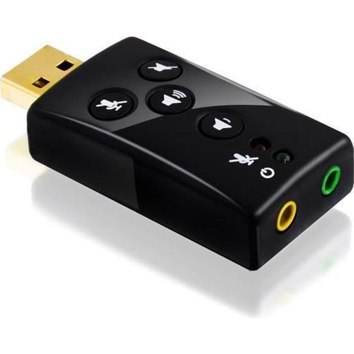 USB 7.1 Sound Card - CSL - Dynamic 3D Surround - Functional Keys - Plug-and-Play - Black
