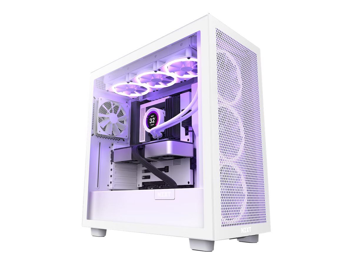 NZXT H7 Flow Tour ATX Extended - Mat White - Tempered Glass Side Panel - USB/Audio