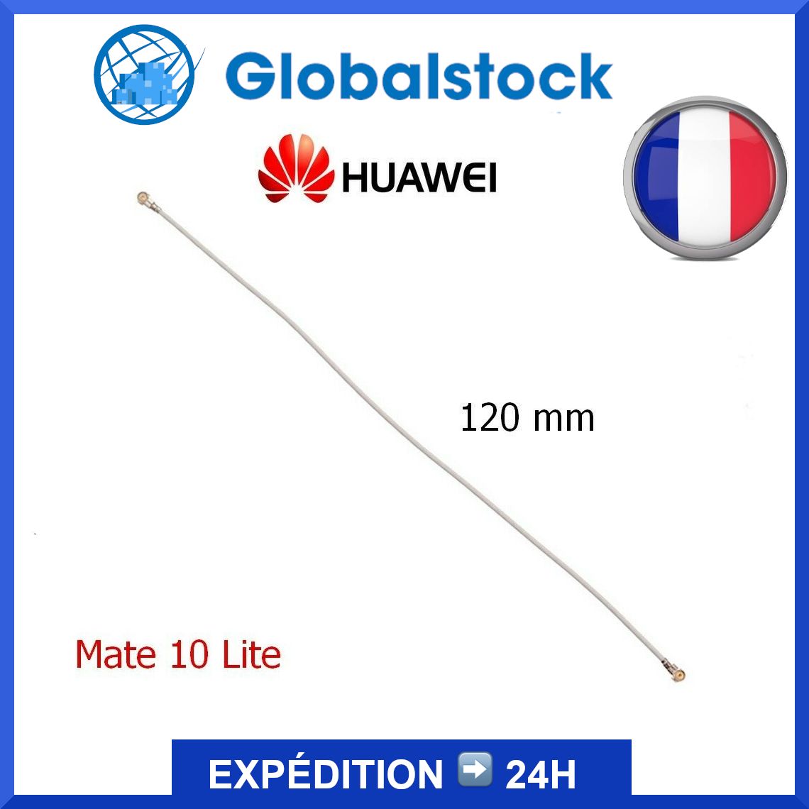 GLOBALSTOCK Coaxial WiFi Cable for Huawei Mate 10 Lite (White, 3ft, Black)
