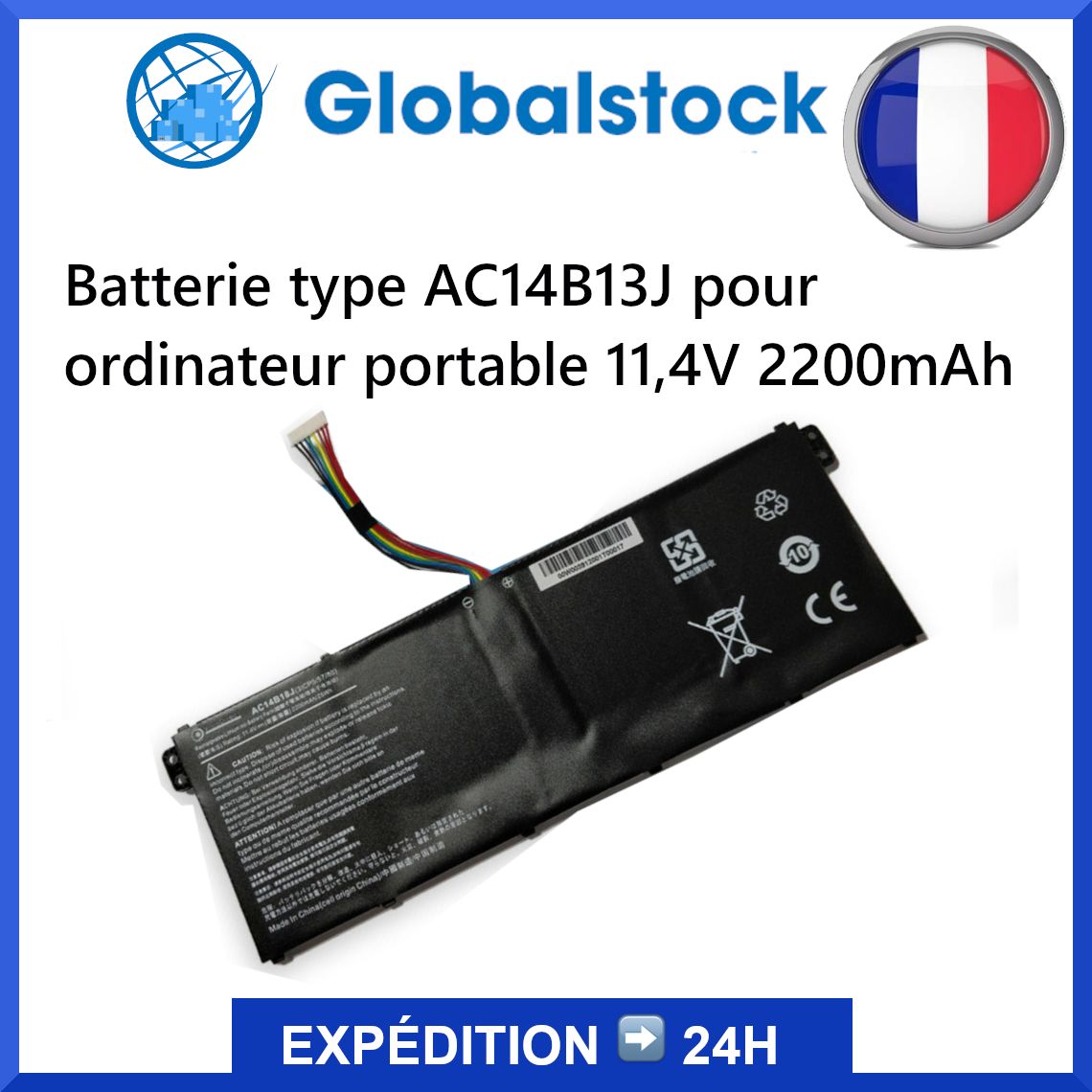 Globalstock AC14B13J Laptop Battery 11.4V 2200mAh