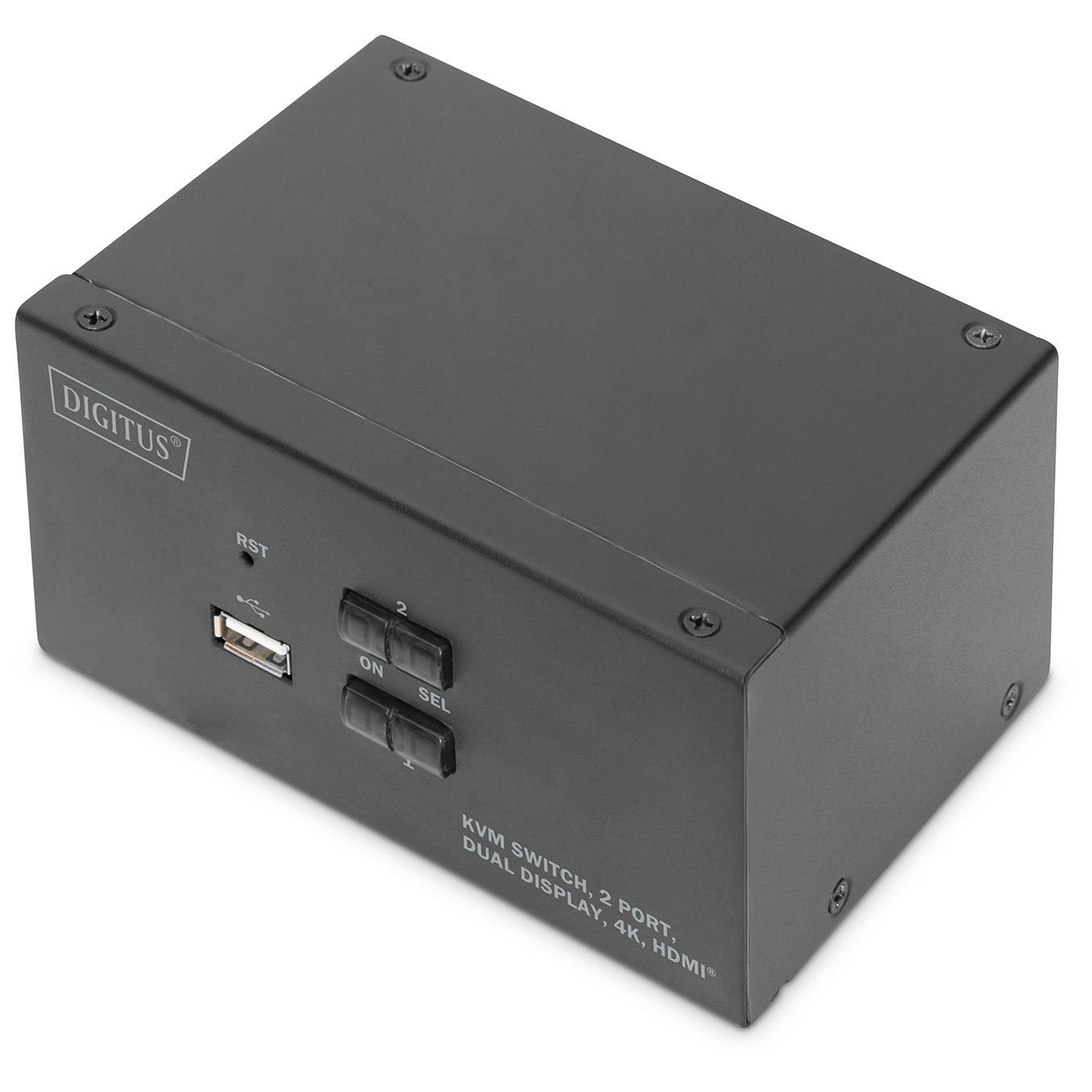 Digitus 2-Port KVM Switch with Double Display, 4K HDMI
