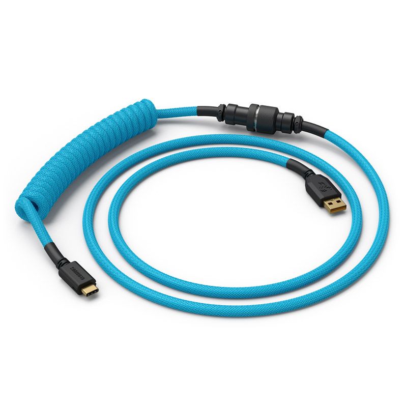 Glorious PC Gaming Race Coiled Cable Electric Blue, USB-C