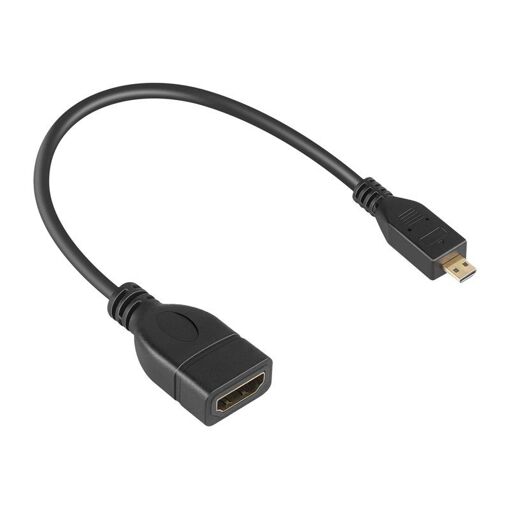DLH HDMI Adapter - 19-Pin Micro HDMI Type D Male to HDMI Female - 6in - Black - 1080p 60Hz