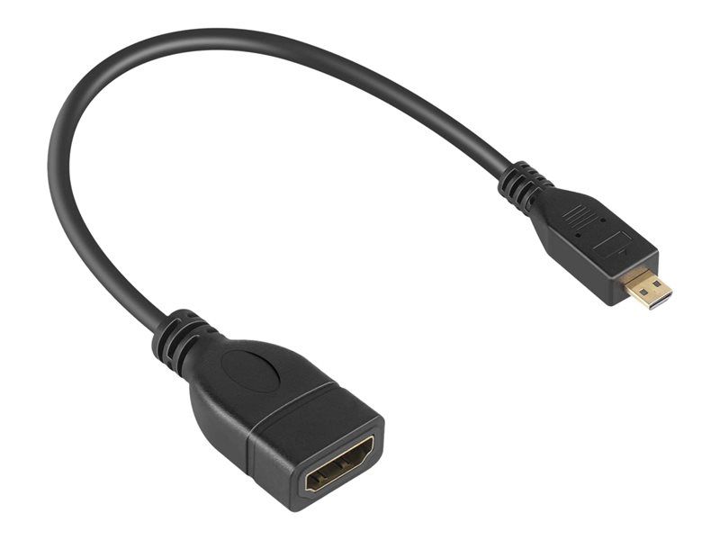 DLH HDMI Adapter - 19-Pin Micro HDMI Type D Male to HDMI Female - 6in - Black - 1080p 60Hz