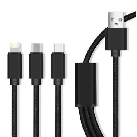 Cable Maxlife 3 en 1 (Micro USB + Tipo C + Lightning)