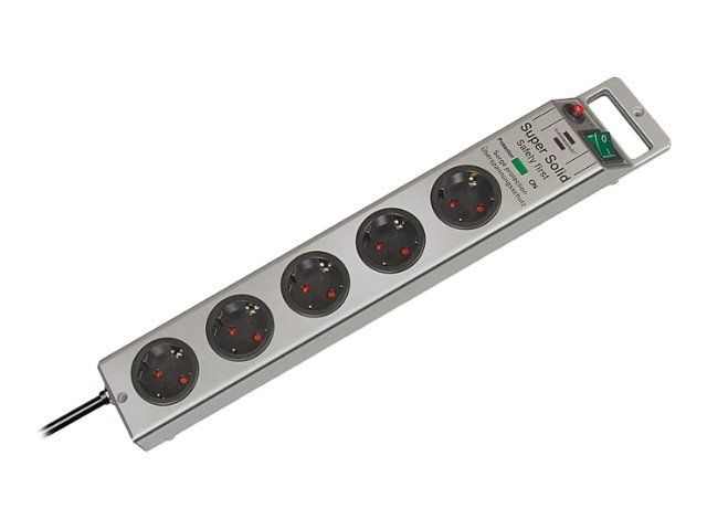 Brennenstuhl Super-Solid Line Surge Protector - 5 Output Connectors, Silver