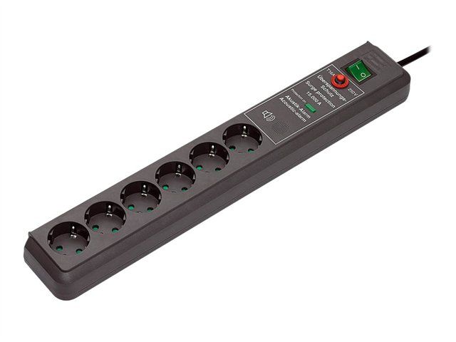 Brennenstuhl Secure-Tec Surge Protector - 3.5 kW, 6 Outlets - Charcoal Grey