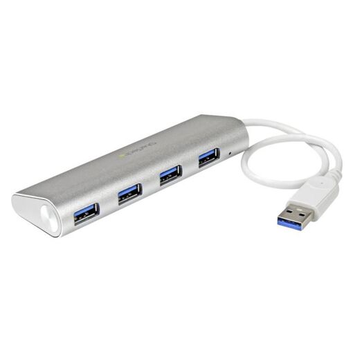 StarTech.com 4-Port USB 3.0 Hub with Integrated Cable - Aluminum Metal Case - Silver
