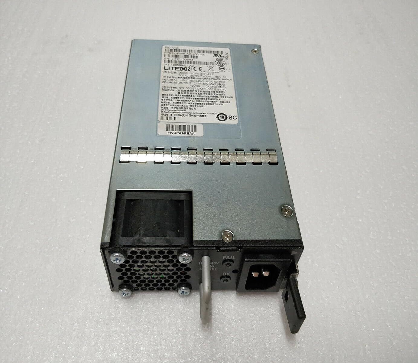 Cisco - Alimentation électrique (module enfichable) - AC - 400 watt - pour P/N: FPR3130-FTD-HW-K9, FPR3140-ASA-HW-K9, FPR3140-ASA-K9, FPR3140-FTD-HW-K9