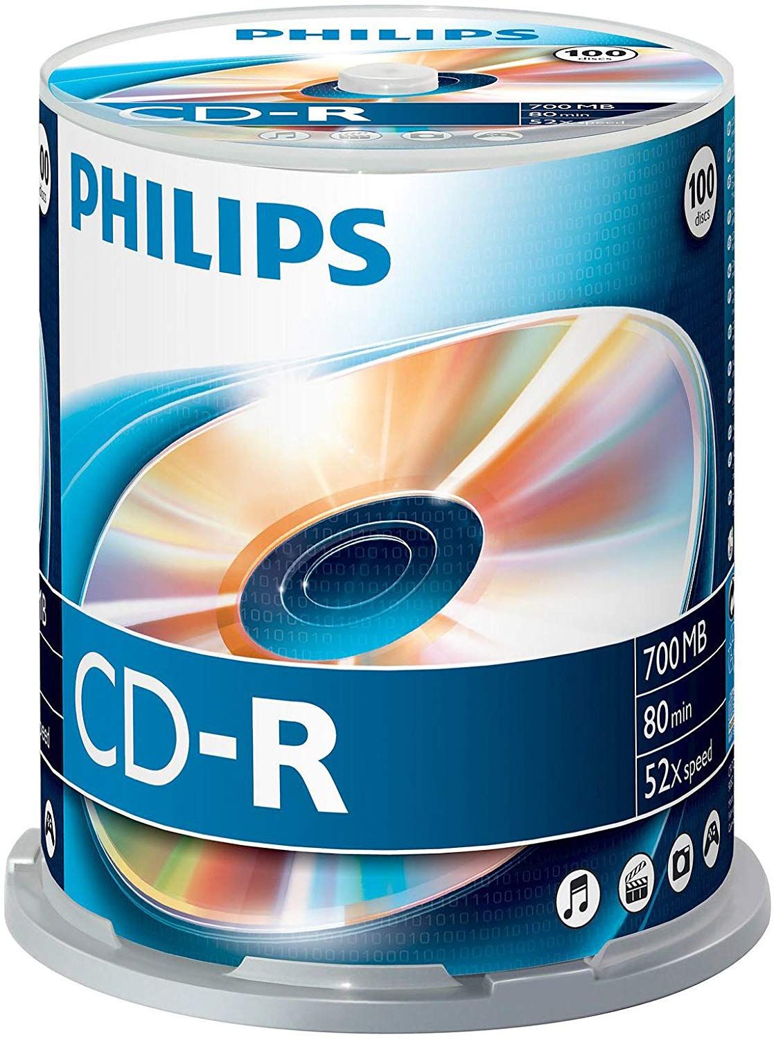 Philips CD-R Spindle - 100 Discs, 700MB, 80 Min, 52x Speed