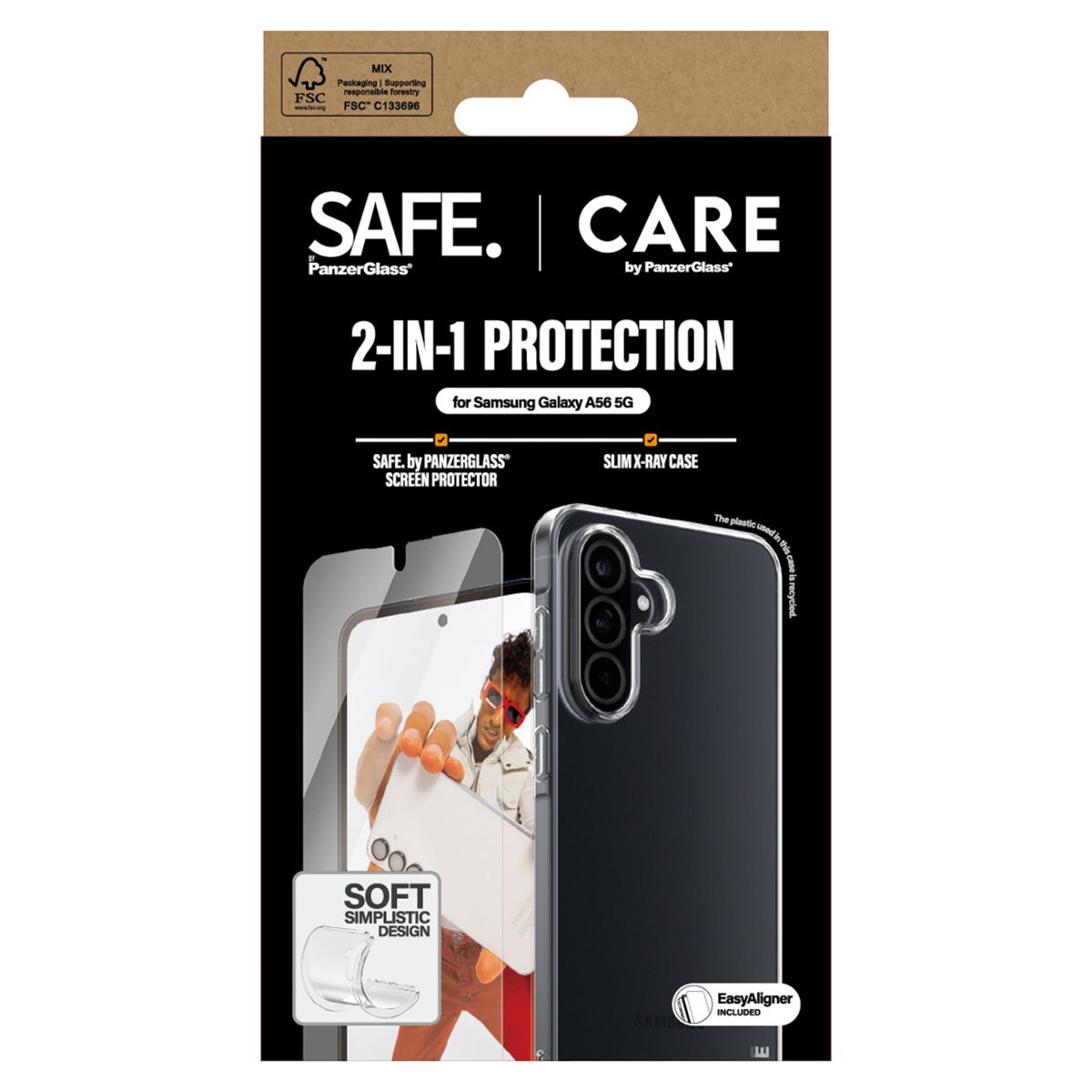 Coque de protection PanzerGlass Fashion XR + Écran protecteur ultra large avec applicateur pour Samsung Galaxy A56 Transparent