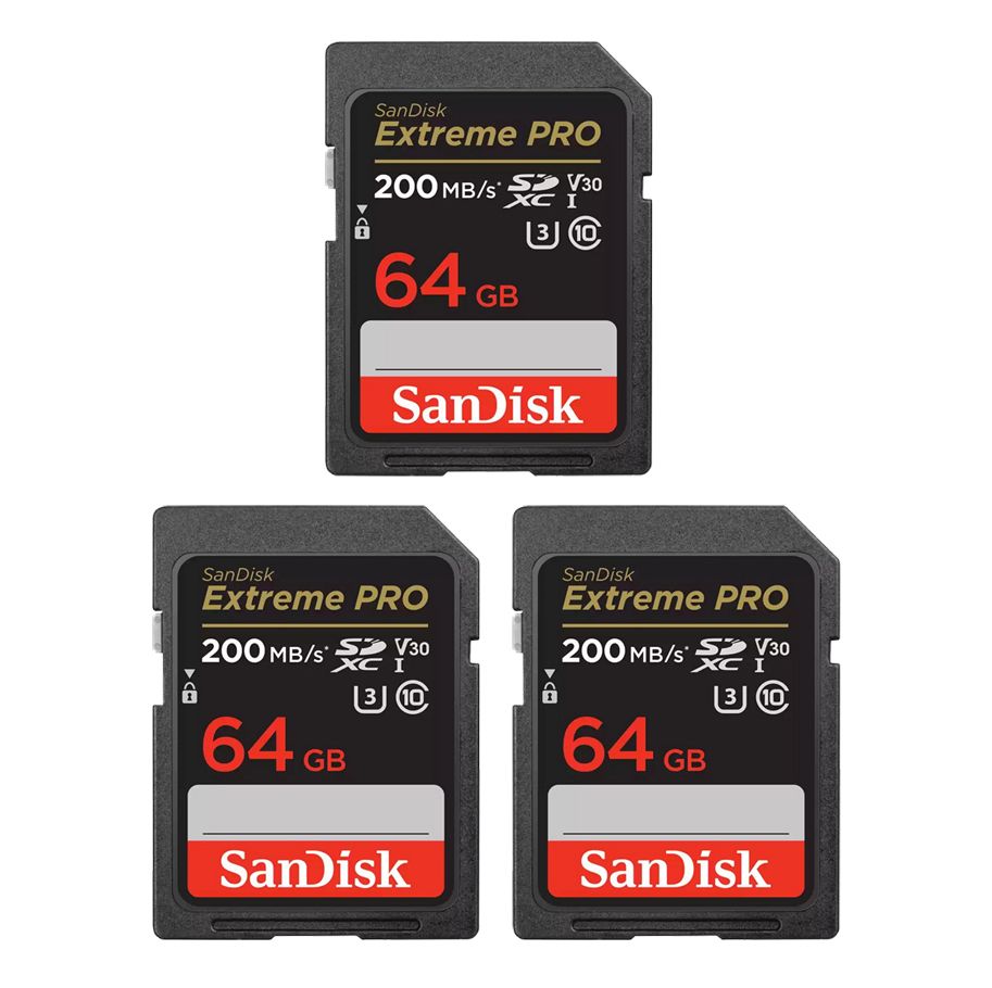 Sandisk Extreme Pro 64GB SDHC/SDXC Memory Card (200MB/s, 90MB/s, UHS-I v2)