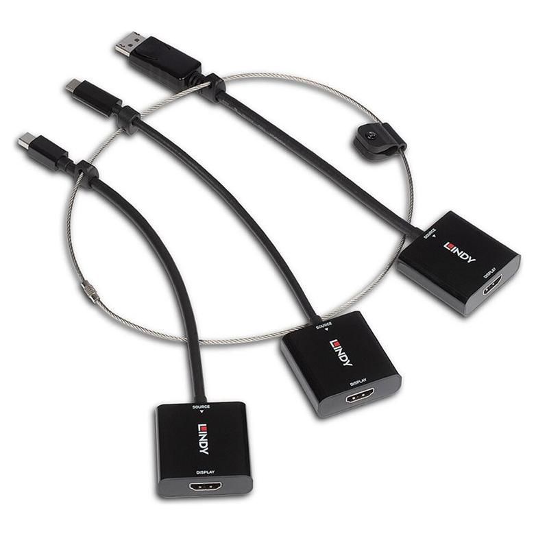 Adaptador de vídeo Lindy - Negro (Soporte para 4K60Hz, 3840x2160)