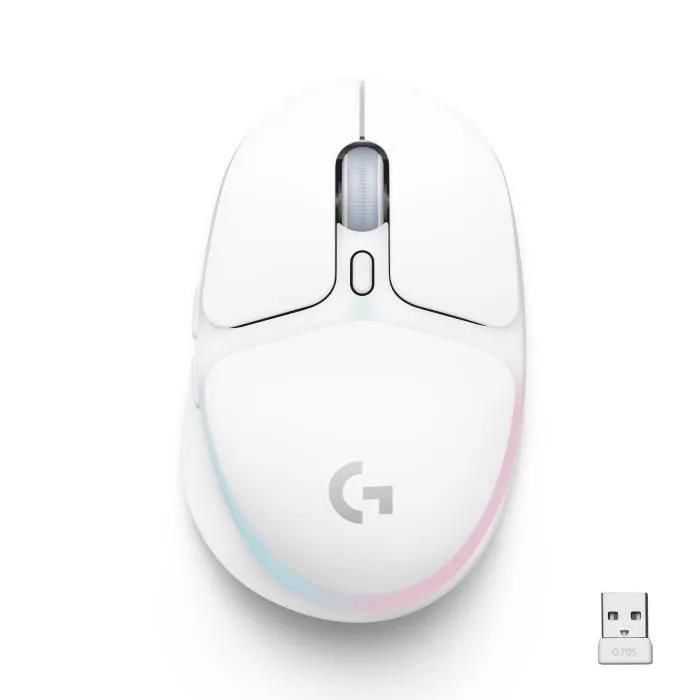 Ratón de juego inalámbrico Logitech G705 - Manos pequeñas - 6 botones - Bluetooth - Receptor USB Logitech LIGHTSPEED