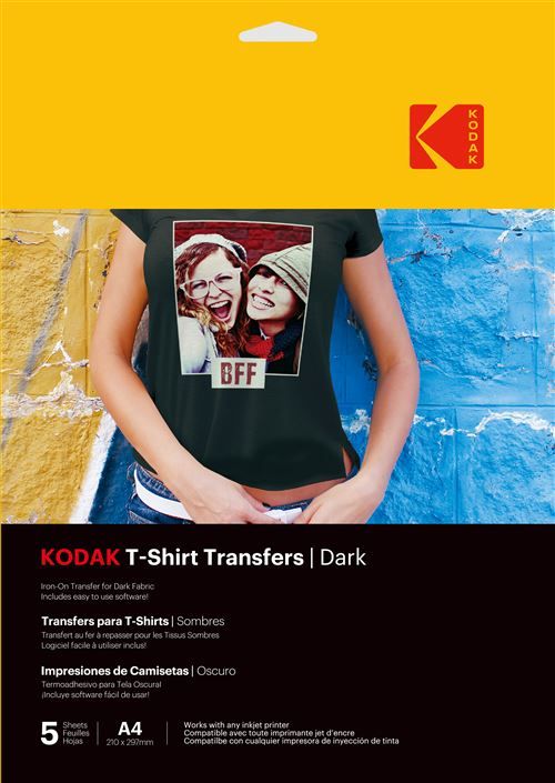 Kodak T-Shirt Transfers - Customizable T-Shirt Kit, Long-Lasting and Fade-Resistant, Black