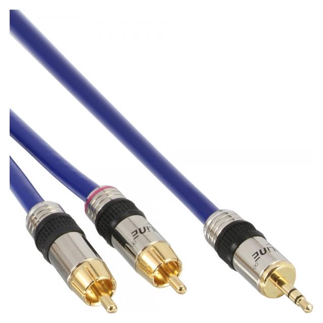 InLine 2m Audio Cable, 3.5mm to 2 x RCA Male