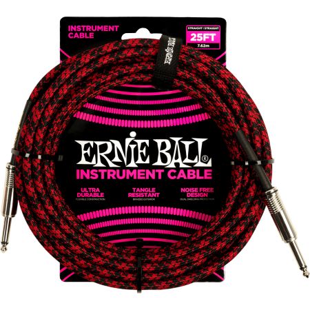 Ernie Ball 6398 Cable Jack/Jack - 7.62m Red and Black