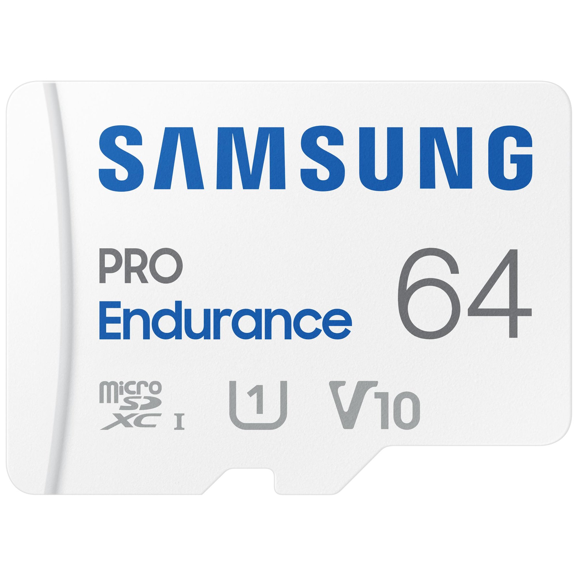 Carte mémoire Samsung PRO Endurance MB-MJ64KA - Adaptateur inclus (microSDXC vers SD) - 64 Go - Classe vidéo V10 / UHS-I U1 / Classe 10 - microSDXC UHS-I - Blanche